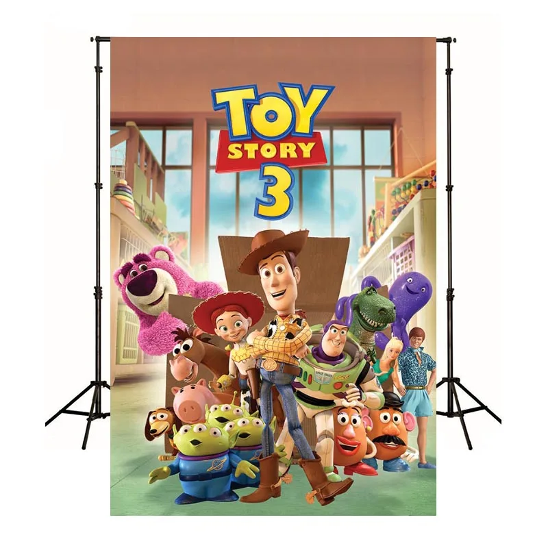 Fondo fotográfico de Toy Story para fotografía, suministros de decoración de fiesta de cumpleaños, Baby Shower, cartel de escenario