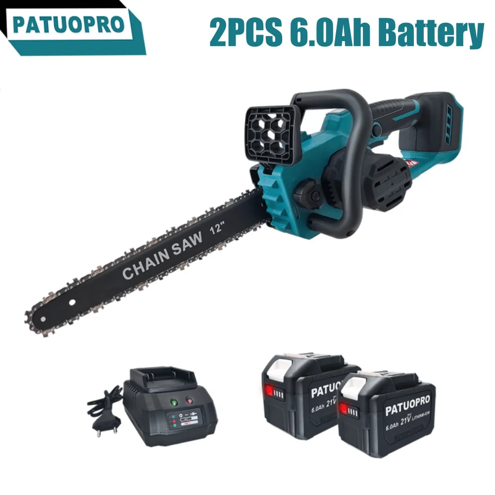 12 Inch Brushless Handheld Electric Saw Cordless Rechargeable Chainsaw Wood Cutting Woodwork Garden Tools For Makita 18V Battery