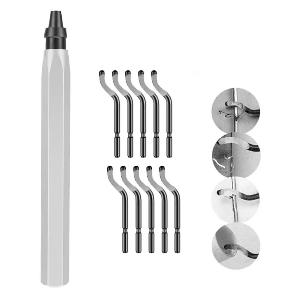 

Metal Handle Hand Deburring Tool With 10 Piece Replacement For Plastic Aluminium Abrasive Tools New
