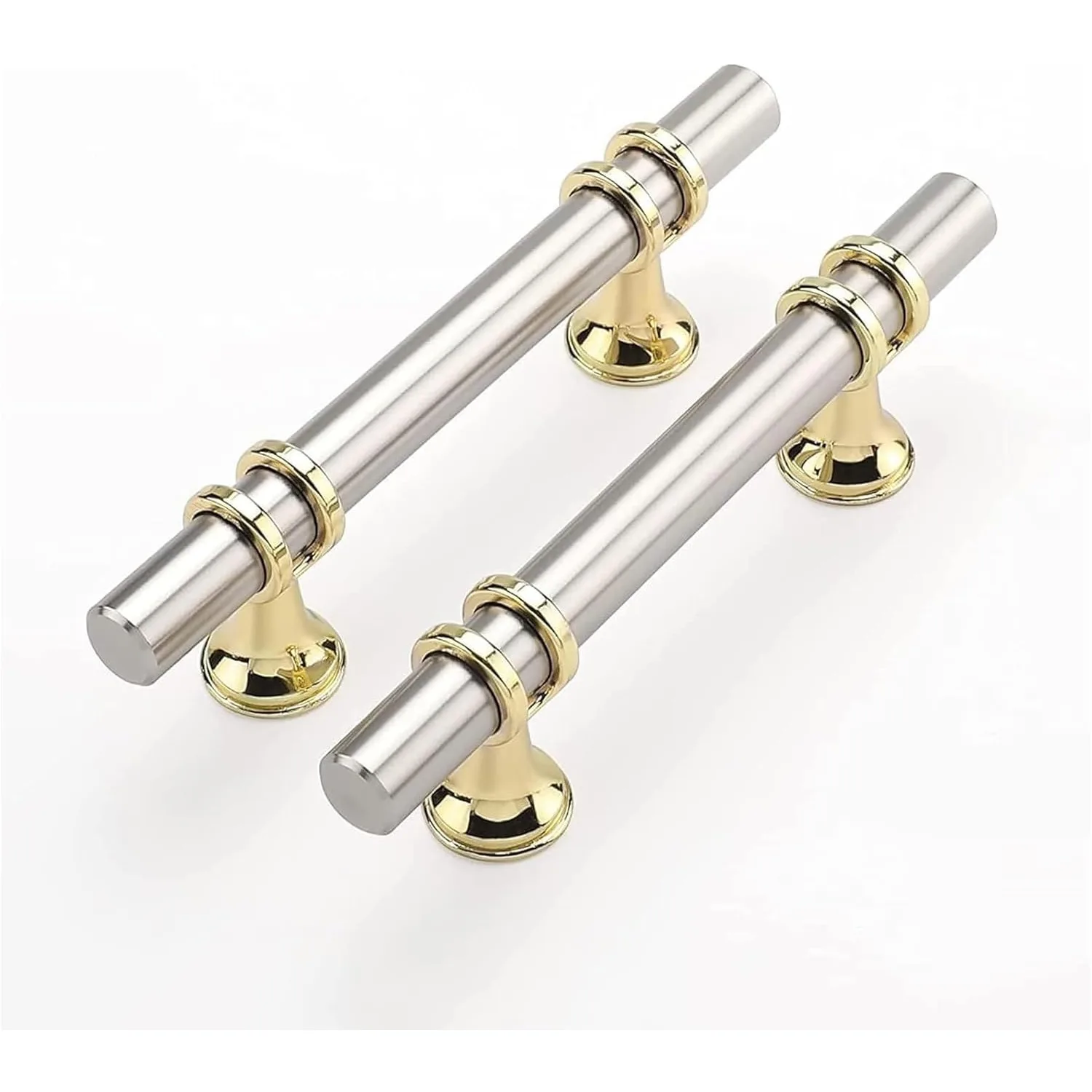 6er-Pack Schrankgriffe aus gebürstetem Nickel-Edelstahl, Griffe aus gebürstetem Nickel, Zylindergriffe, goldene Küchenbeschläge