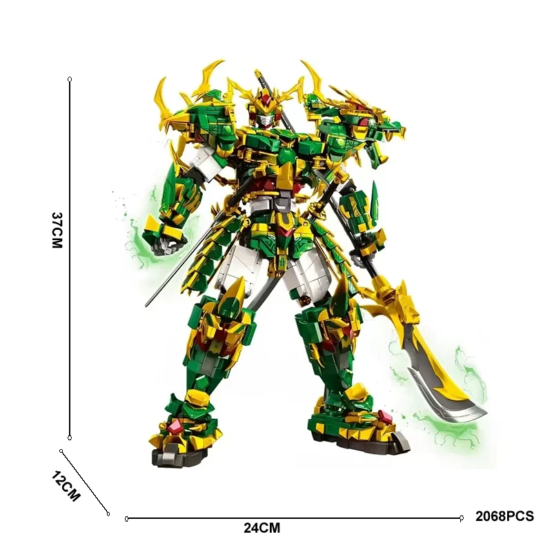 2068PCS Mechanical Armor Phantom Ninja Shanhai Jing Qing Dragon God Beast Mech Assembling Building Blocks Model Toys Boys Gift