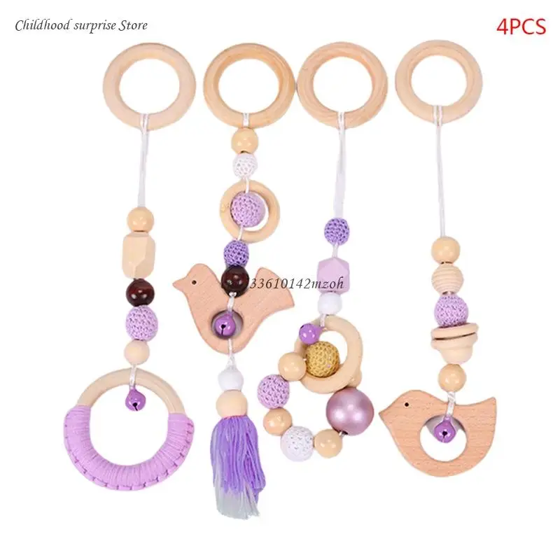 for Play Gym Frame Activity Hanging Pendants for Newborn Wooden Teether Fitness Rack Decorations Stroller Ornaments Dropship