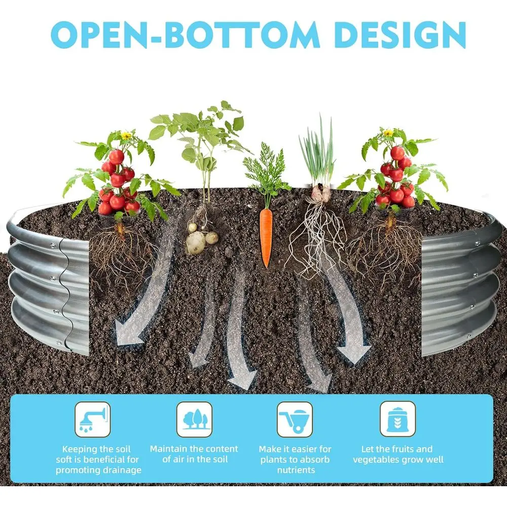 5FT Circular Galvanized Steel Fire Pit, Heavy Duty Outdoor Backyard Bonfire Ring, 5x5x1FT