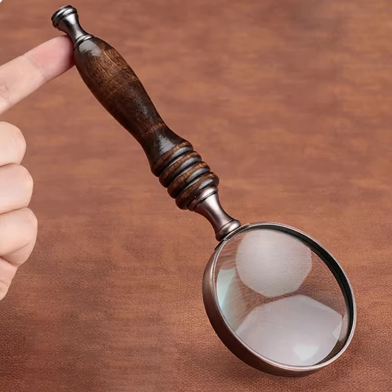 Handheld Magnifier Antique Handle Magnifier 10X Reading Magnifying Glass Loupe Magnifier For Science Seniors Reading Inspection