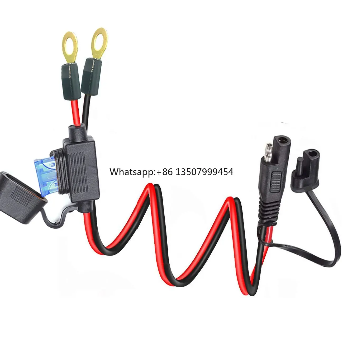

Ring Terminal Harness,with 15A Protection Fuse , 2-Pin SAE Extension Plug with 2FT 10AWG SAE Battery Wiring Harness