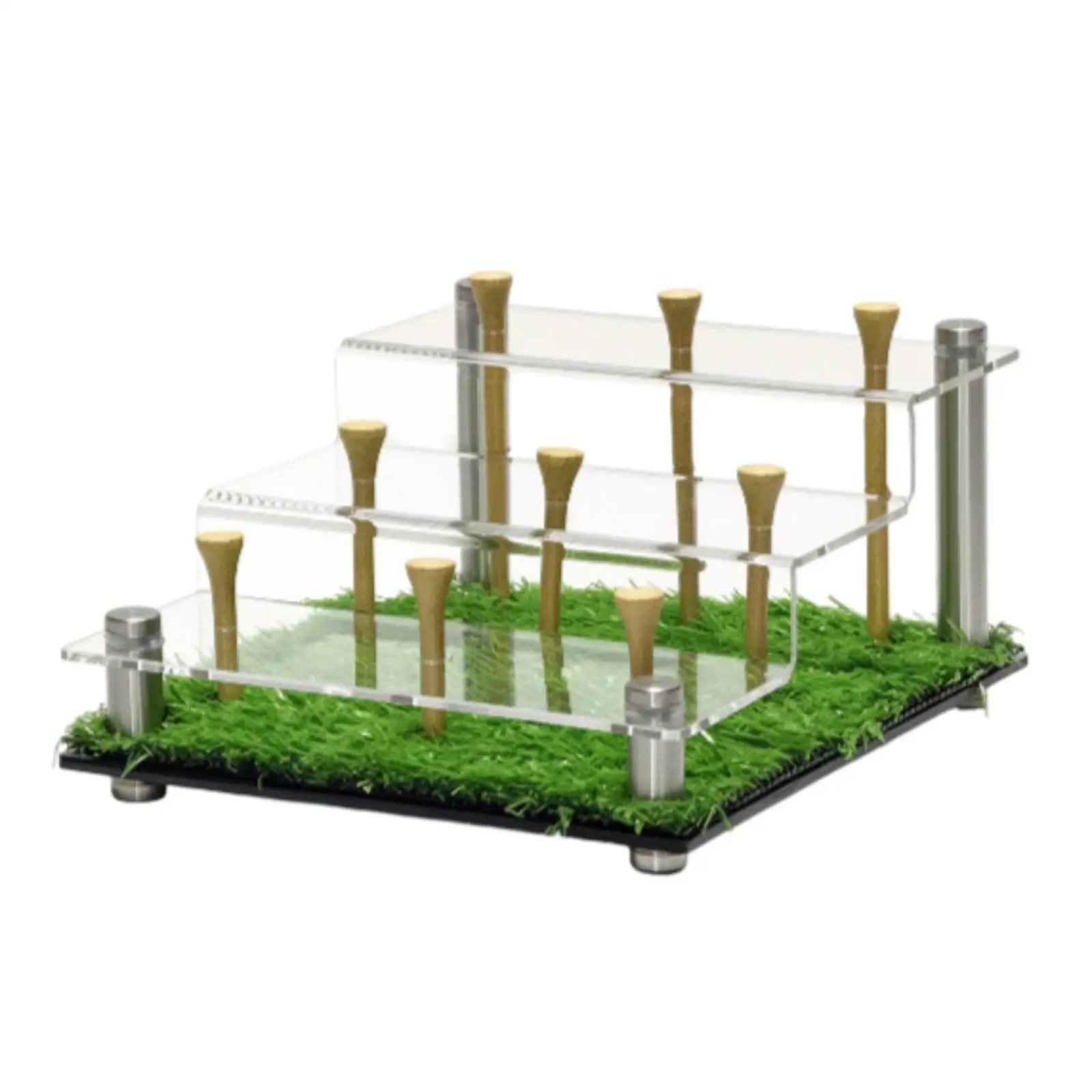 Acrylic Golf Ball Showcase for Autographed Memorabilia with Ebony Wood Base and Stepped Shelves
