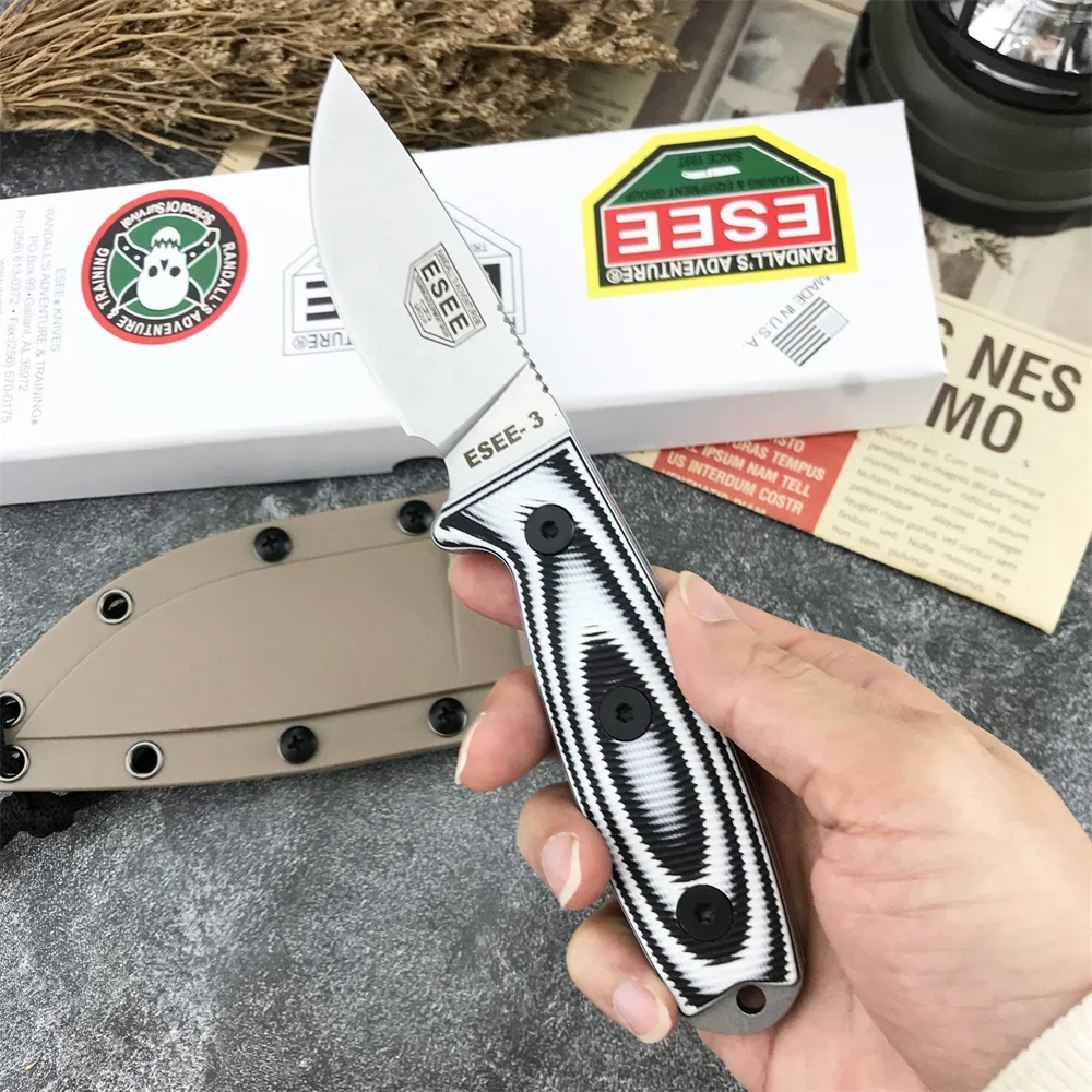 جديد ESEE-3 التكتيكية شفرة مثبتة سكين سكينة للاستعمال الخارجي "3.93" 9Cr18Mov بليد G10 مقبض EDC سكين جيب أدوات التخييم التنزه #4