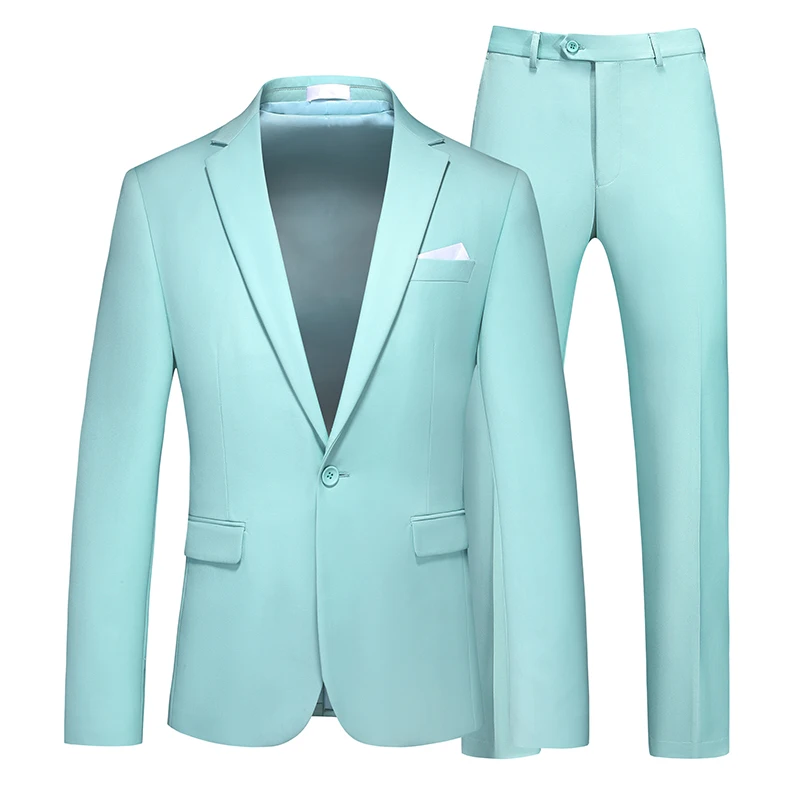 Conjunto de 2 piezas de traje azul real para hombre, vestido Formal de fiesta de boda, chaqueta, abrigo y pantalones de talla grande, S-6XL, negro,