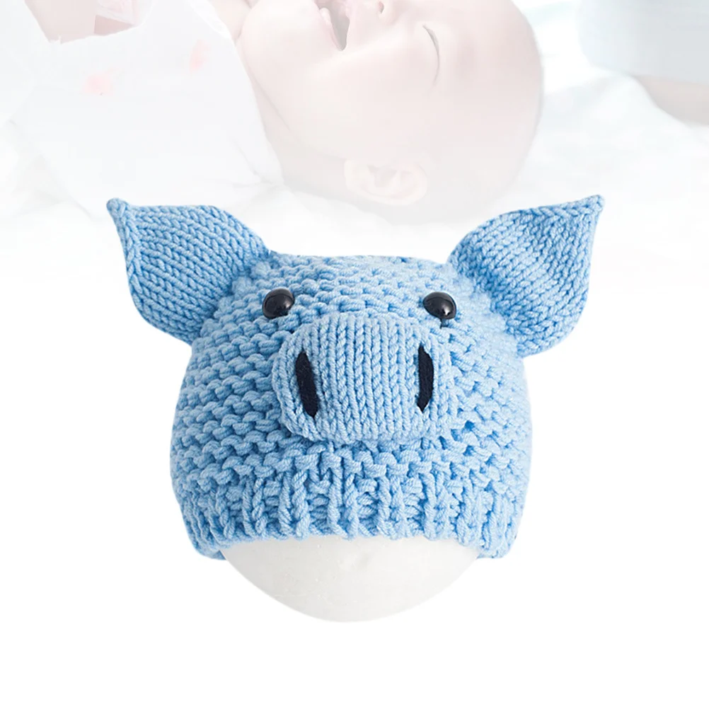 الوليد خنزير محبوك قبعة البيج الطفل التصوير الدعائم الرضع الكروشيه لطيف صور الدعامة الطفل قبعة الوليد صور الدعائم #6