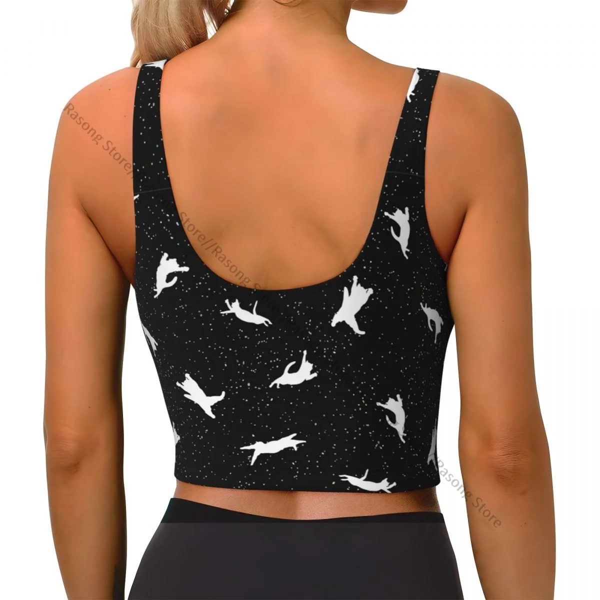 Yoga Weste Frauen Gym Sport Crop Tops Raum Katzen Streetwear Workout Atmungsaktive Tank Top Weibliche