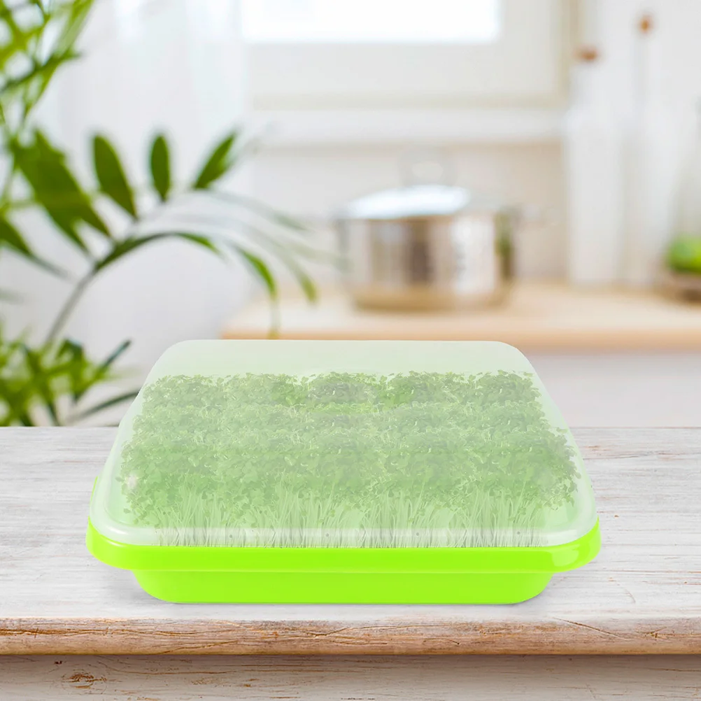 

2Sets Sprout Trays High-Quality Soil-Free Seed Germination Kit for Wheatgrass Mung Bean Soybean Starter Tray with Lid Garden