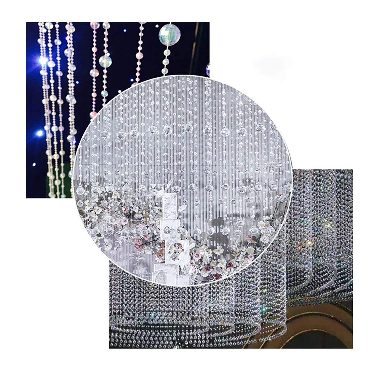 10M Acrylic Crystal Bead Curtain - Exquisite Chain Acrylic Beads Wedding Celebration and Door Curtain Party Decoration Supplies