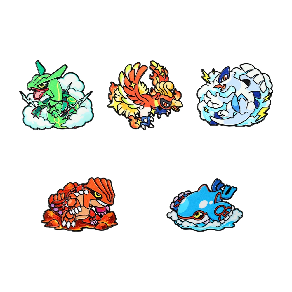 Cartoon Legendary Beasts 5-Piece Enamel Pin Set Alloy Monster Lapel Brooch Badges for Backpack Clothing Cosplay And Collection