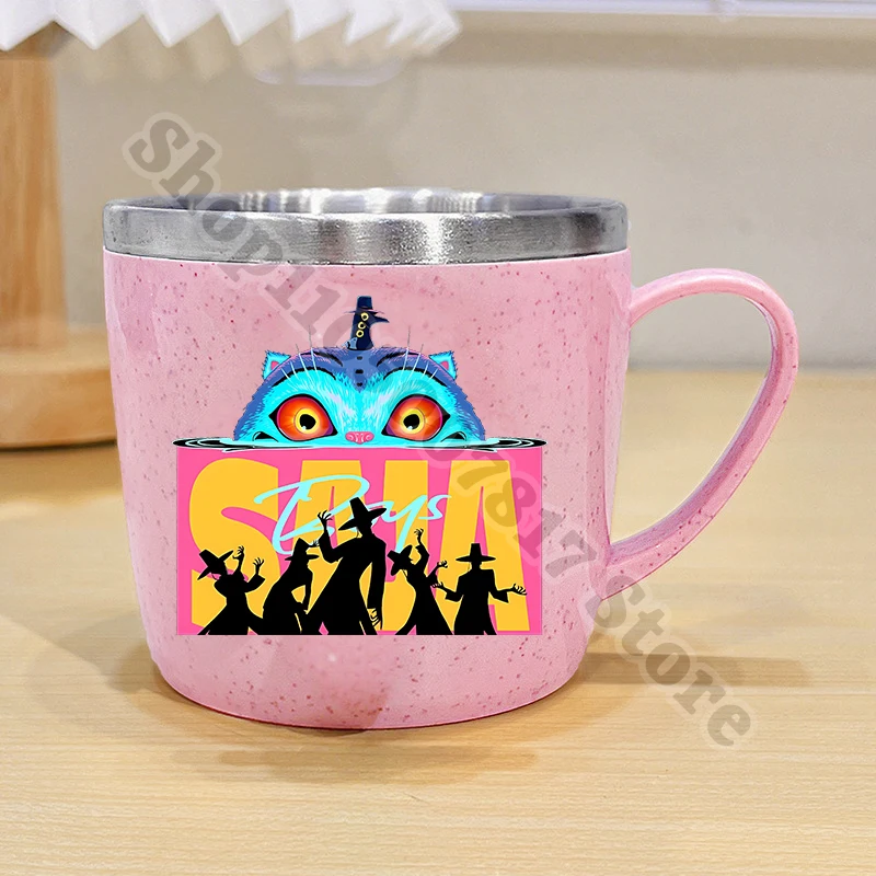 KPop شيطان الصيادين الاطفال لطيف كوب من الفولاذ المقاوم للصدأ الكرتون أنيمي القدح للقهوة الشاي الحليب الكرتون حاوية المياه أكواب فرشاة الأسنان
