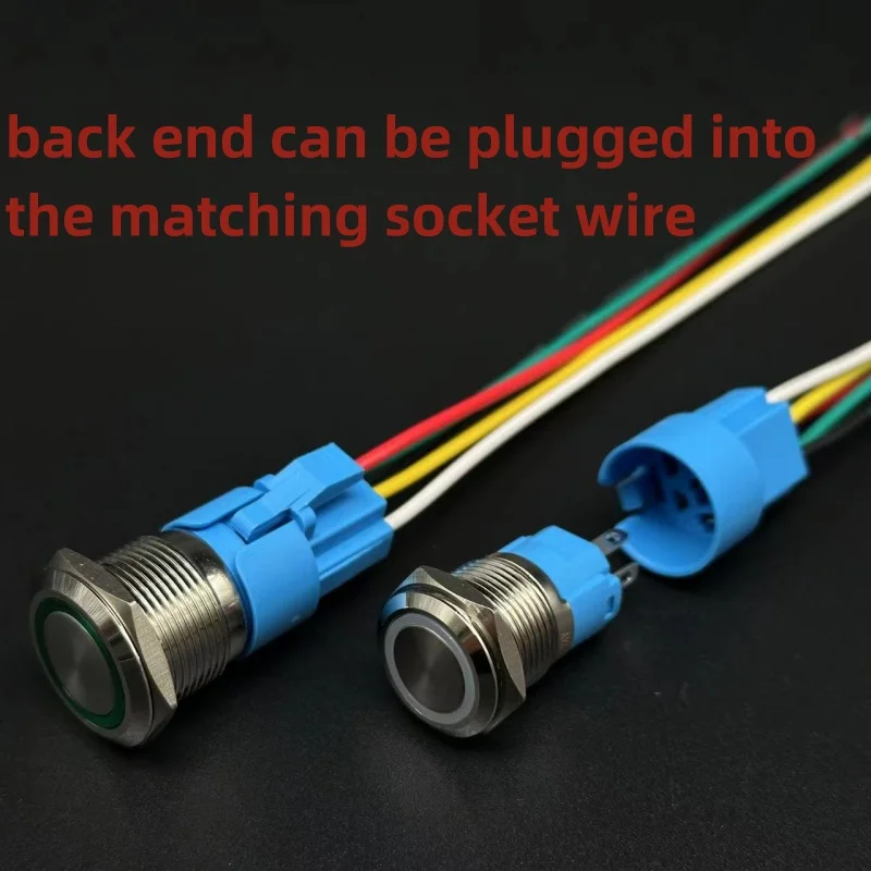 12/16/19/22MM Waterproof Metal Push Button Switch LED Light Momentary Latching Car Engine Power Switch  5V 12V 24V 220V Red Blue