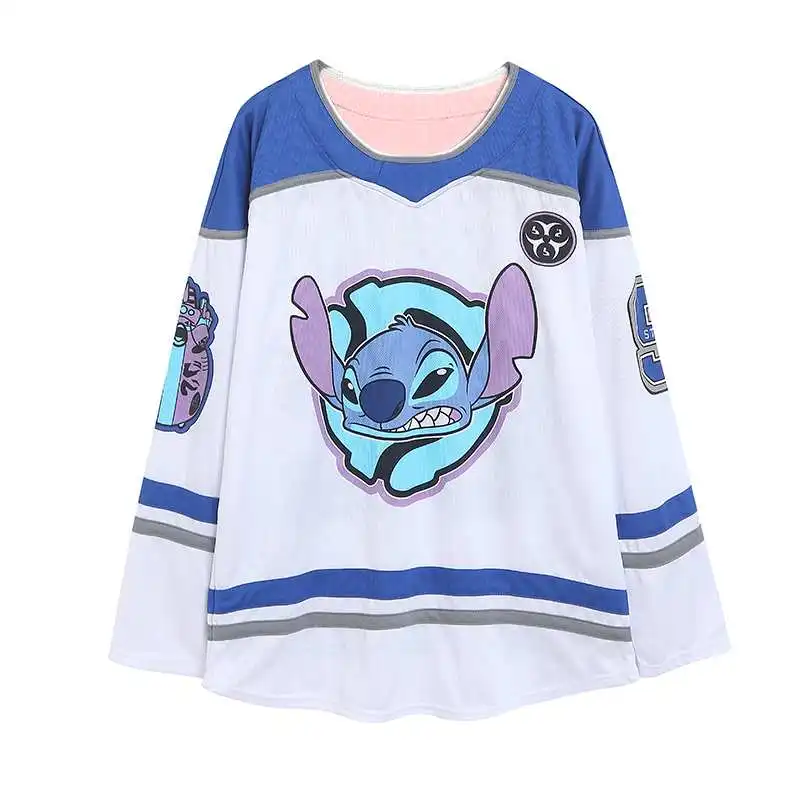 

Cute Stitch Quick Dry T Shirt O Neck Long Sleeve Sports Jersey Tee Women Casual Loose Cartoon Tshirt Top Breathable Fashion