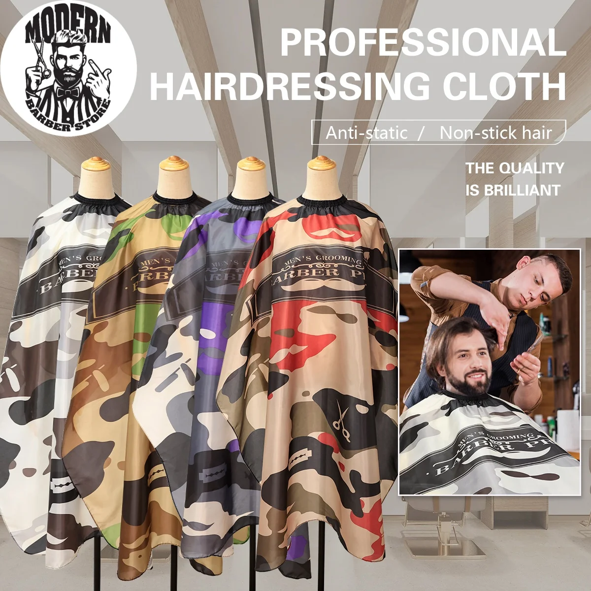 Barber Haircut Cloth Camouflage Salon Gown Antistatic Adjustable Closure Hairdressing Apron Hairdresser Capes Barbershop Supplie