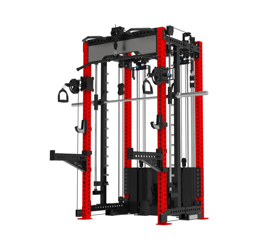 Máquina Smith, equipo de gimnasio en casa, estante de energía de entrenador multifuncional con Cable cruzado, estante para sentadillas funcional, máquina Smith