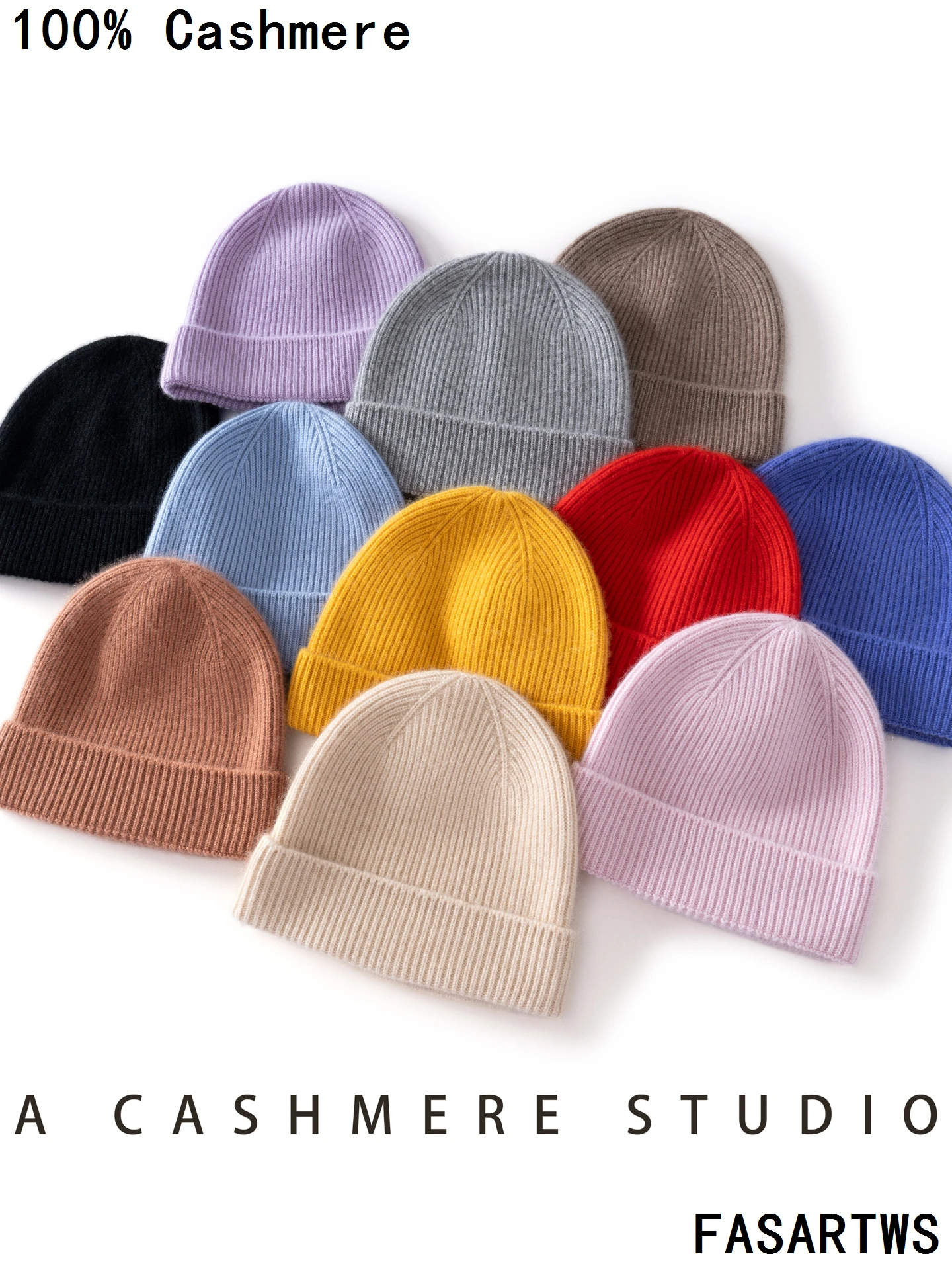 

FASARTWS New Children's Hat 100% Cashmere Hats Solid Color Beanie Hats Winter Warm Windproof Knitted Hats Boys And Girls Hats