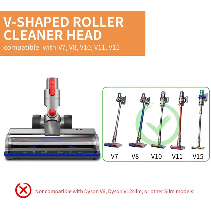 Tête d'aspirateur électrique de remplacement avec lumière LED, Dyson V7 V8 V10 V11 V15