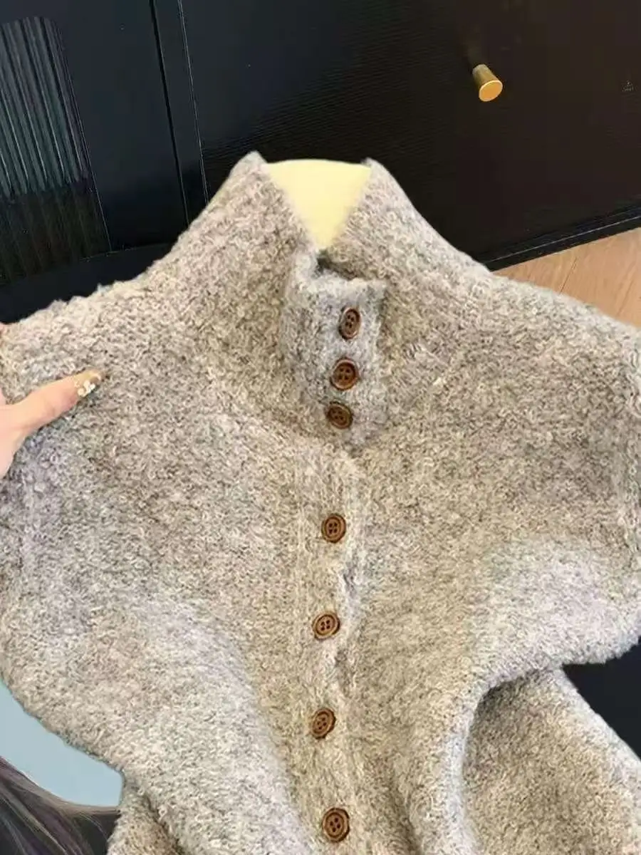 

Korean Sle High Collar Single Button Knitted Vest Women's Faion Slim Fit Commuter Sle Top Trendy Autumn New Arrival