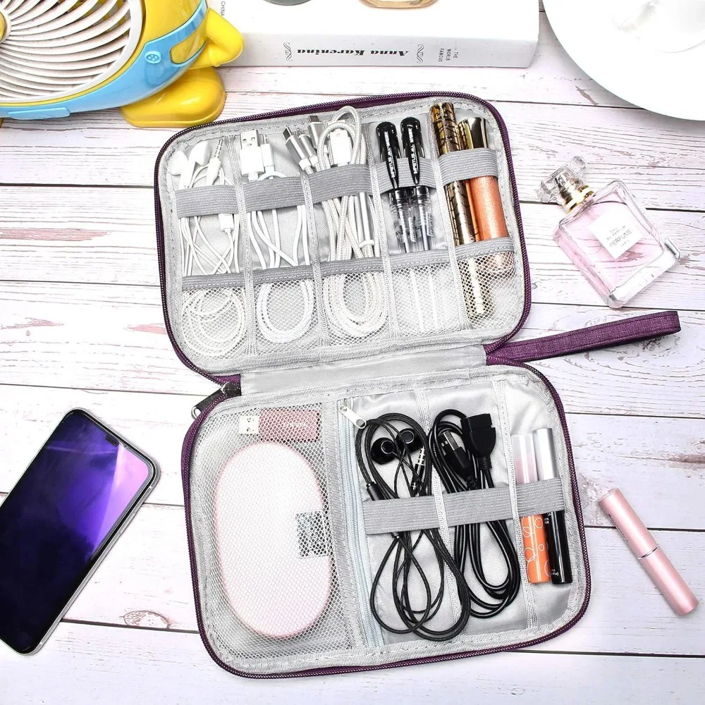 حقيبة تنظيم إلكترونيات السفر، منظم تخزين الكابلات المحمول، ملحقات إلكترونية، حقائب حامل تخزين شاحن الهاتف #4