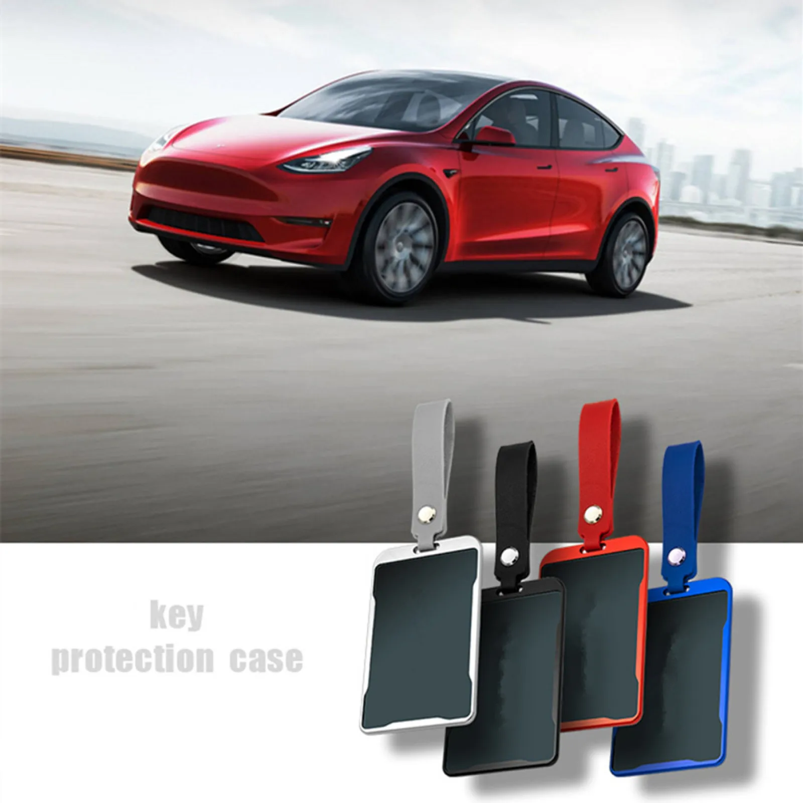 For Tesla Model 3 Model Y Car Card Key Case Keychain Protector Full Cover Holder Non-slip Scratch-resistant Auto Accessories