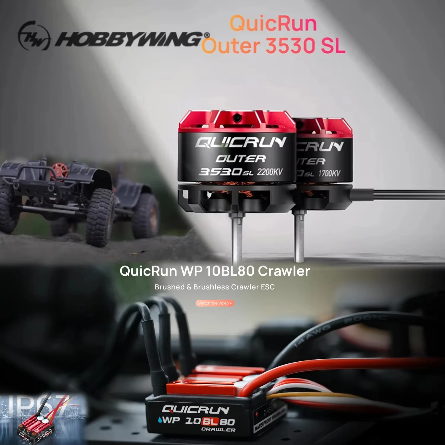 Hobbywing QUICRUN Outer 3530SL Brushless Motor 1700KV 2100KV 10BL80 80A ESC Remote Control for 1/10 1/12 RC Car Upgrade Parts