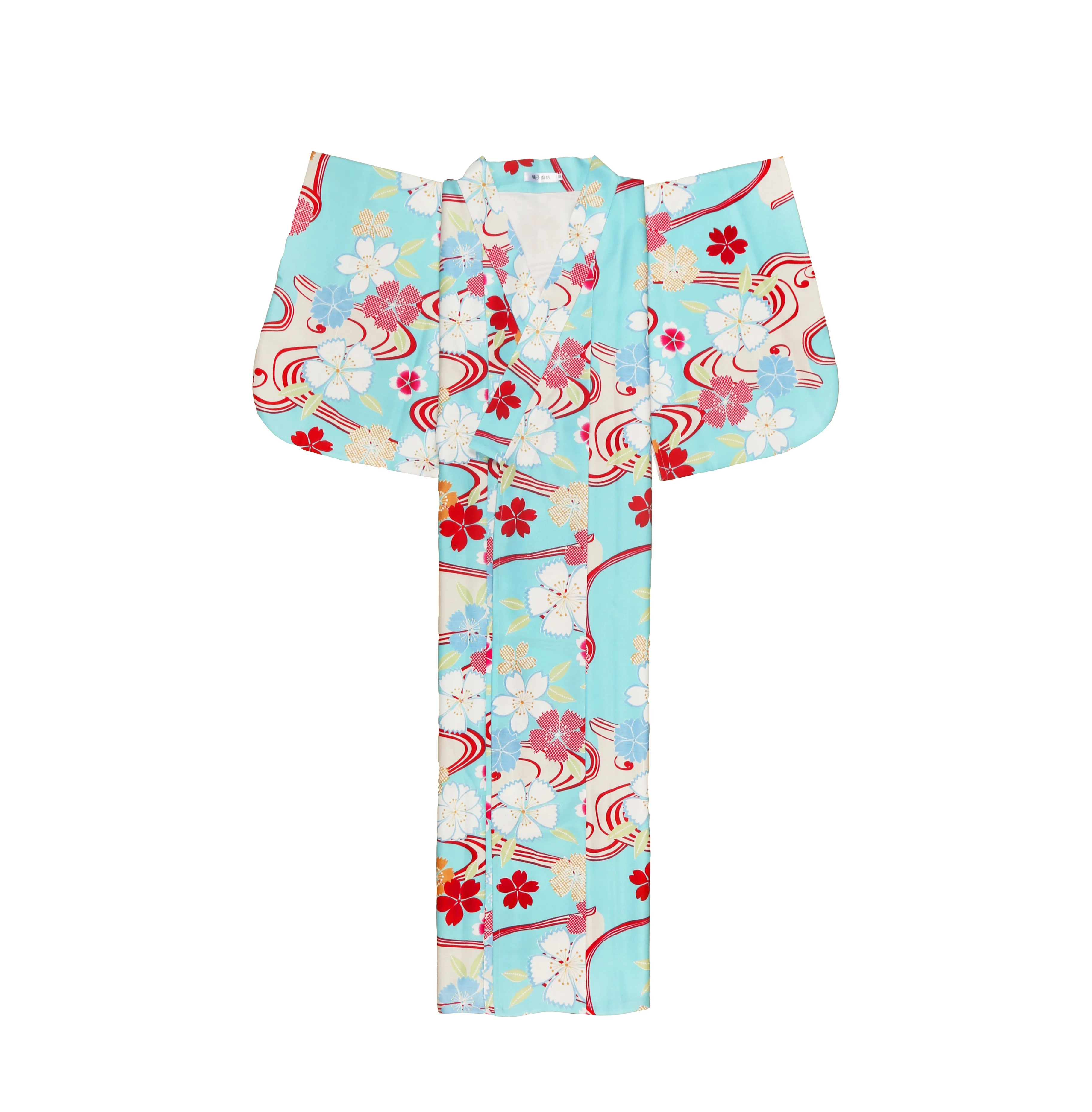 Nữ Yukata Truyền Thống Nhật Bản Kimono Áo Dây Chụp Ảnh Đầm Trang Phục Hóa Trang Xanh Da Trời Màu In Hoa Vintage Clothin