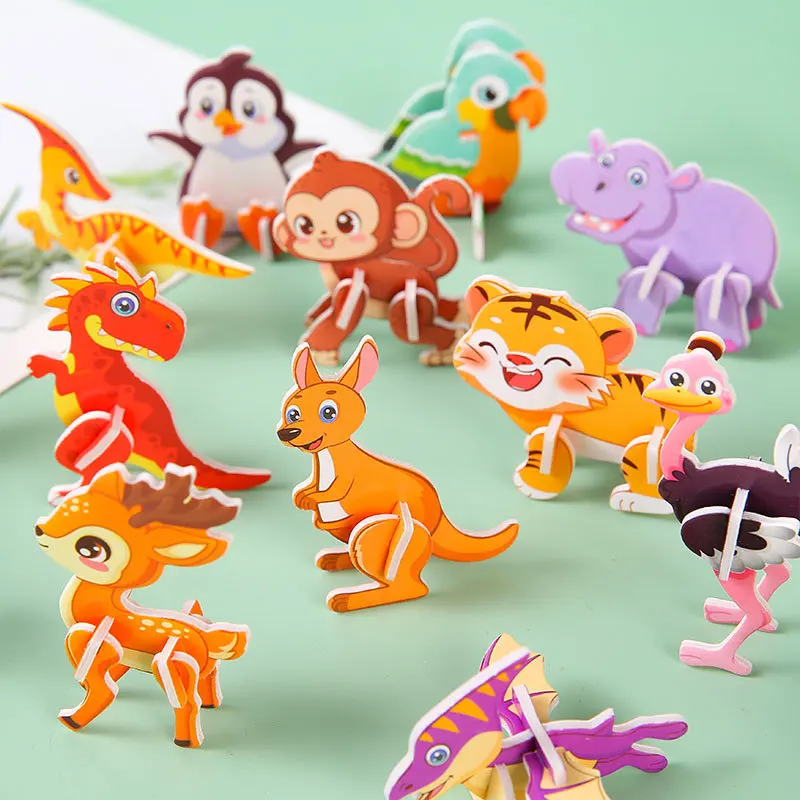 30Pcs Mini Animal DIY Paper Jigsaw Puzzles Toys for Kids Birthday Party Favors Kindergarten Rewards Baby Shower Pinata Filler