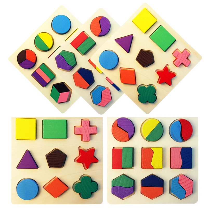 

Montessori Wooden Puzzle Geometric Shapes Cognition Puzzle Board Math Game Early Learning Educational Toys For Kids