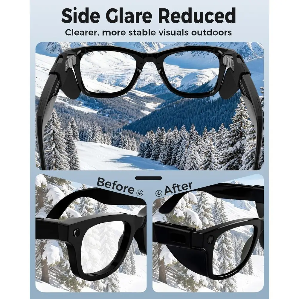 Silicone Glasses Side Shields Secure Anti-Slip Light Blockers for Ray-Ban Meta Wayfarer/Headliner/Skyler (Gen 1/2)/ Meta HSTN view 6