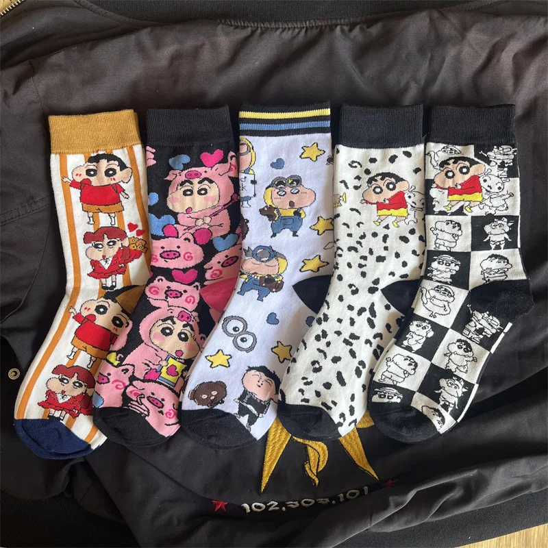 للتلوين شين تشان نوهارا شينوسوكي الكرتون لطيف جوارب متوسطة هدية عيد شخصية الإبداعية أنيمي الجوارب الطرفية