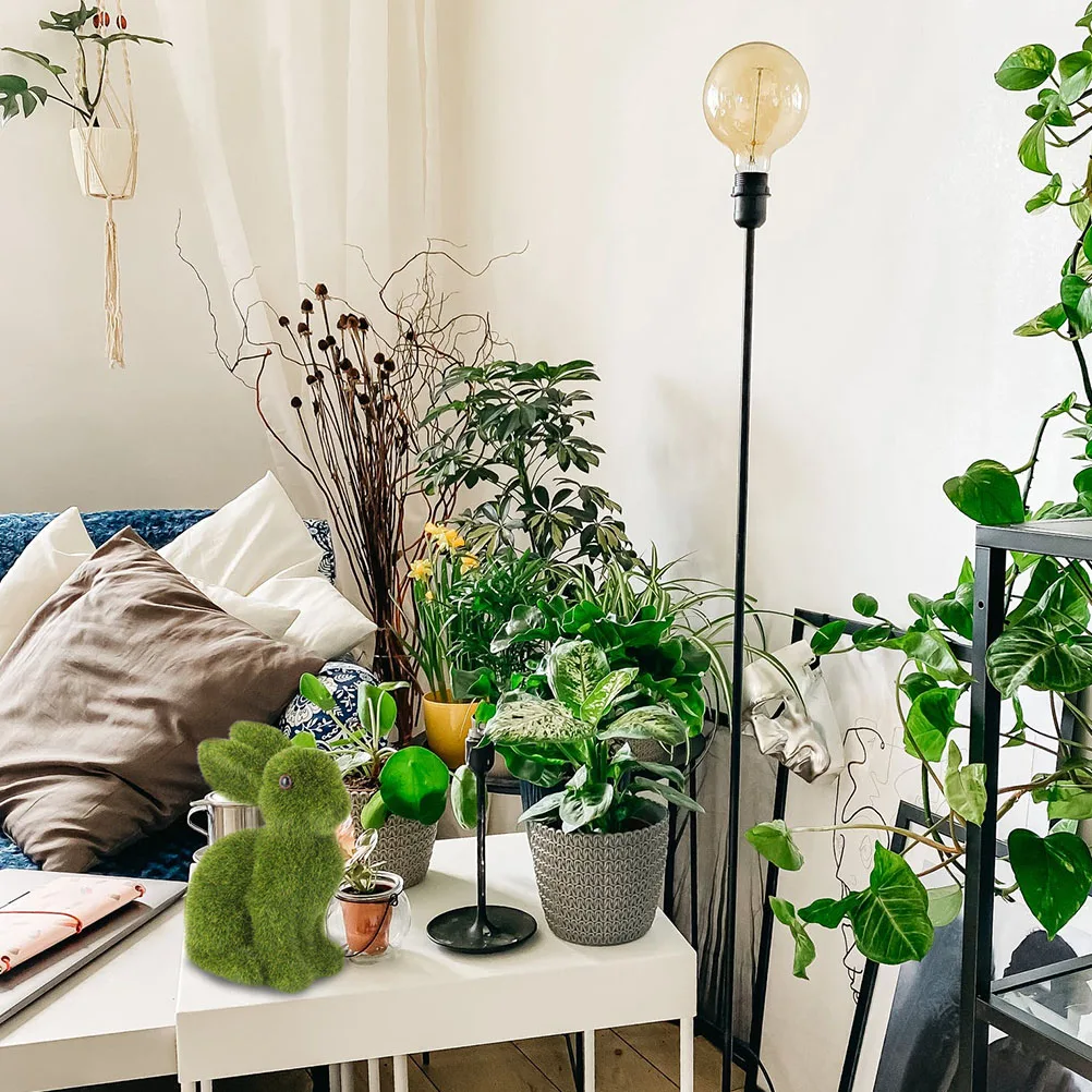 

3Pcs Resin Easter Rabbit Decoration Flocked Moss Bunny Statues Durable Yard Garden Desk Ornaments Spring Holiday Party Decor