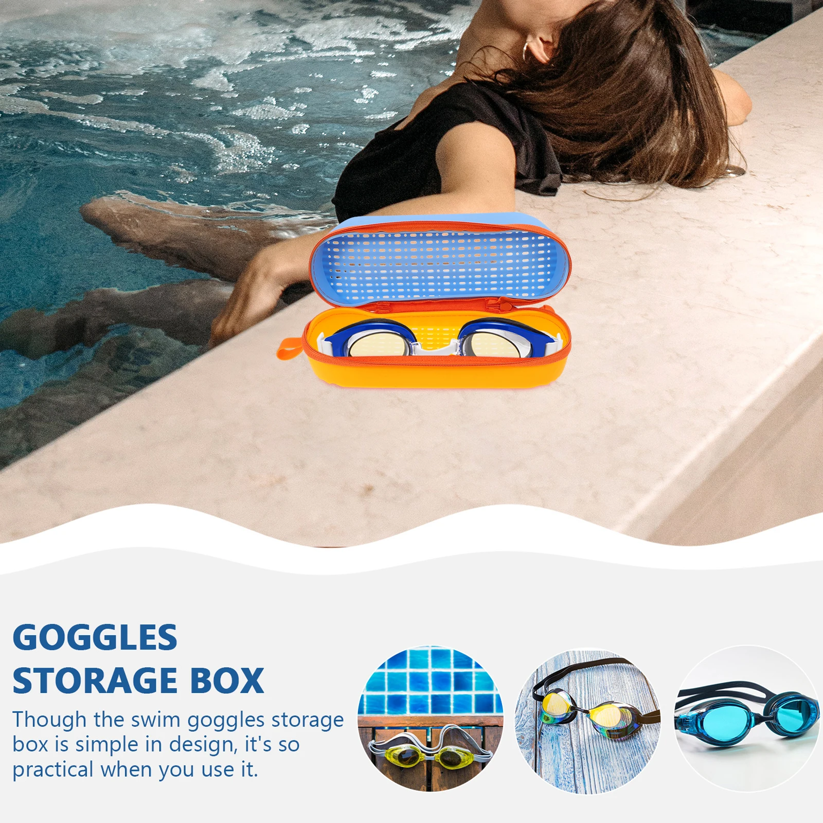 

Swim Goggle Case Swimming Eyewear Boxes Silicone Cases Goggles Container Drain Hole Large Capacity Lightweight Travel Storage