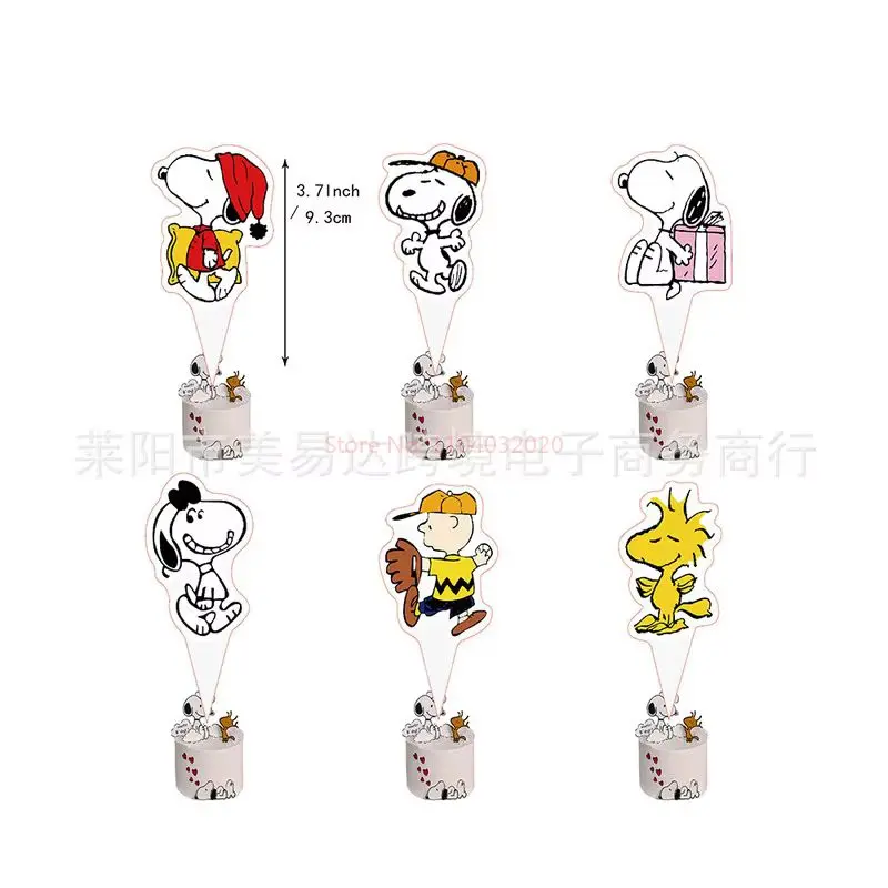 Decoración de fiesta de cumpleaños de dibujos animados de Snoopy, bandera de estilo lindo, globo, inserto de pastel, suministros esenciales para fanáticos de derivados de animación