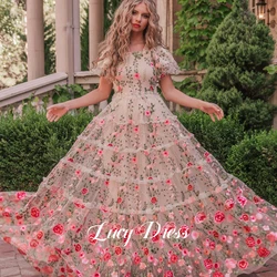 Lucy Graduation Gown Coming of Age Dress Birthday Party Floral Fabric Wedding Dresses for Parties Ball Gowns Evening Customized