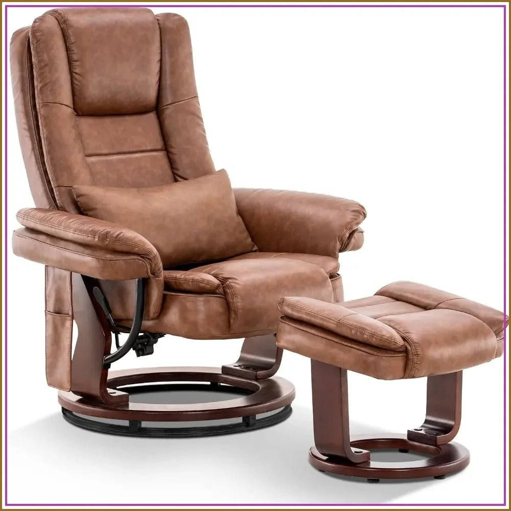 Swivel Recliner Chair with Ottoman,Vibration Massage TV Chair for Living Room Bedroom
