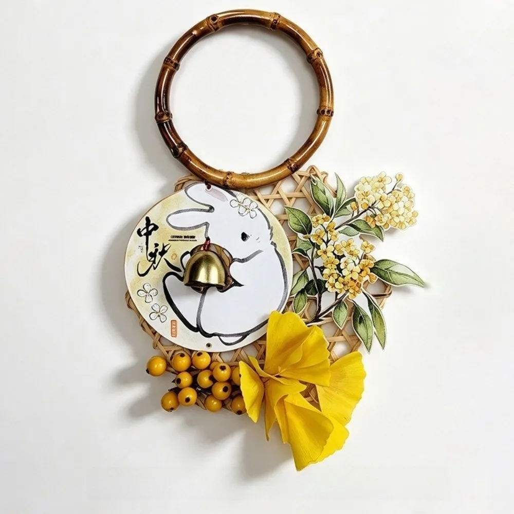 Home Decor Hanging Mid-Autumn Festival Ornaments Pendant Rabbit Wall Decoration Hollow Out Bamboo Weaving Door Ornaments Outdoor