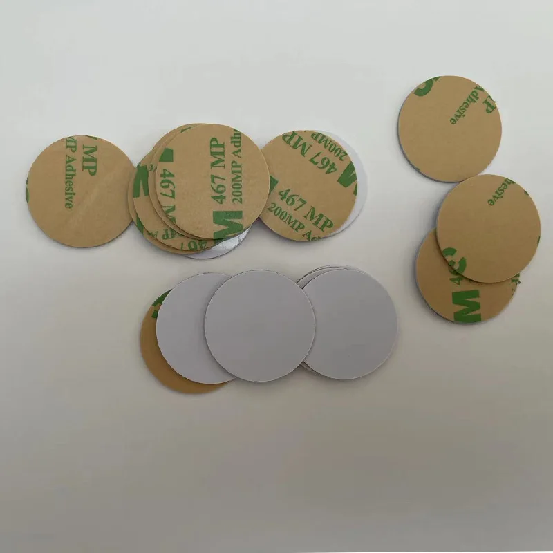 50PCS Round Shape 18mm/20mm/25mm/30mm ID 125KHZ Tag  plastic(PVC) Coin Cards with glue Adhesive