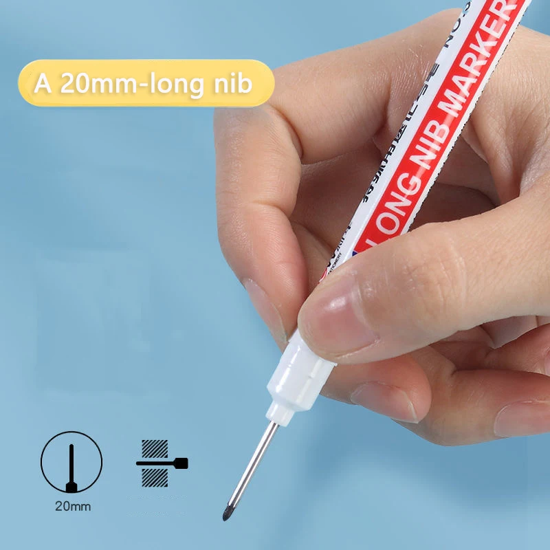 8-Piece Set: 20mm Deep Hole Long Tip Fine Nib Marker for Versatile Applications Including Waterproof Woodworking and More image 4