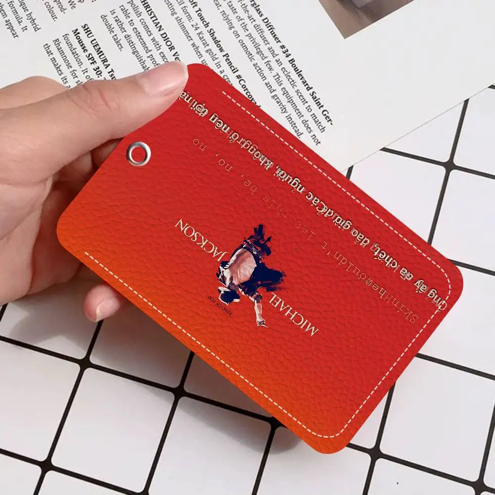 MJ King Of Pop مايكل جاكسون 1 قطعة حافظة بطاقات الوصول حافظة بطاقات جلدية المفاتيح حلقة رئيسية علامات الوصول إلى الباب حافظة بطاقات الهوية #6