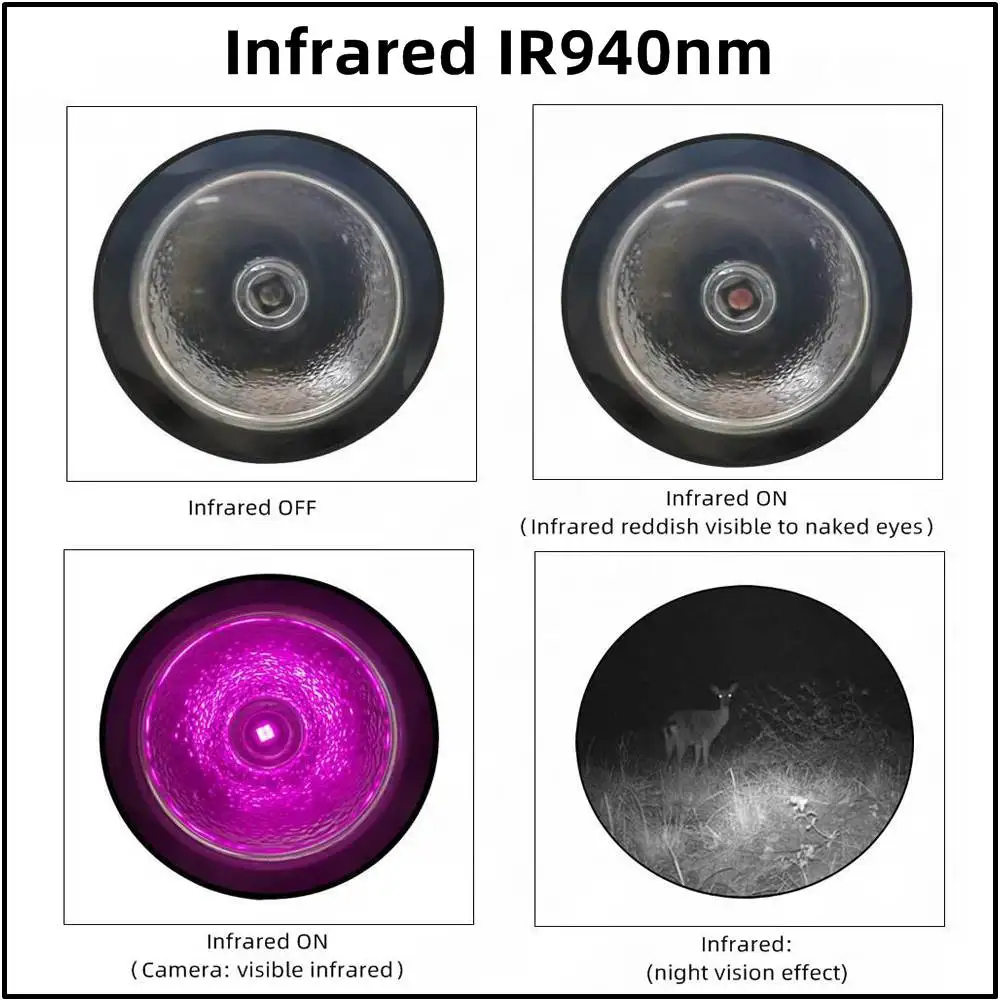 AloneFire LED 야간 투시경 손전등, 토치 사냥 손전등 랜턴, 적외선 IR 850nm, 501B, 5W