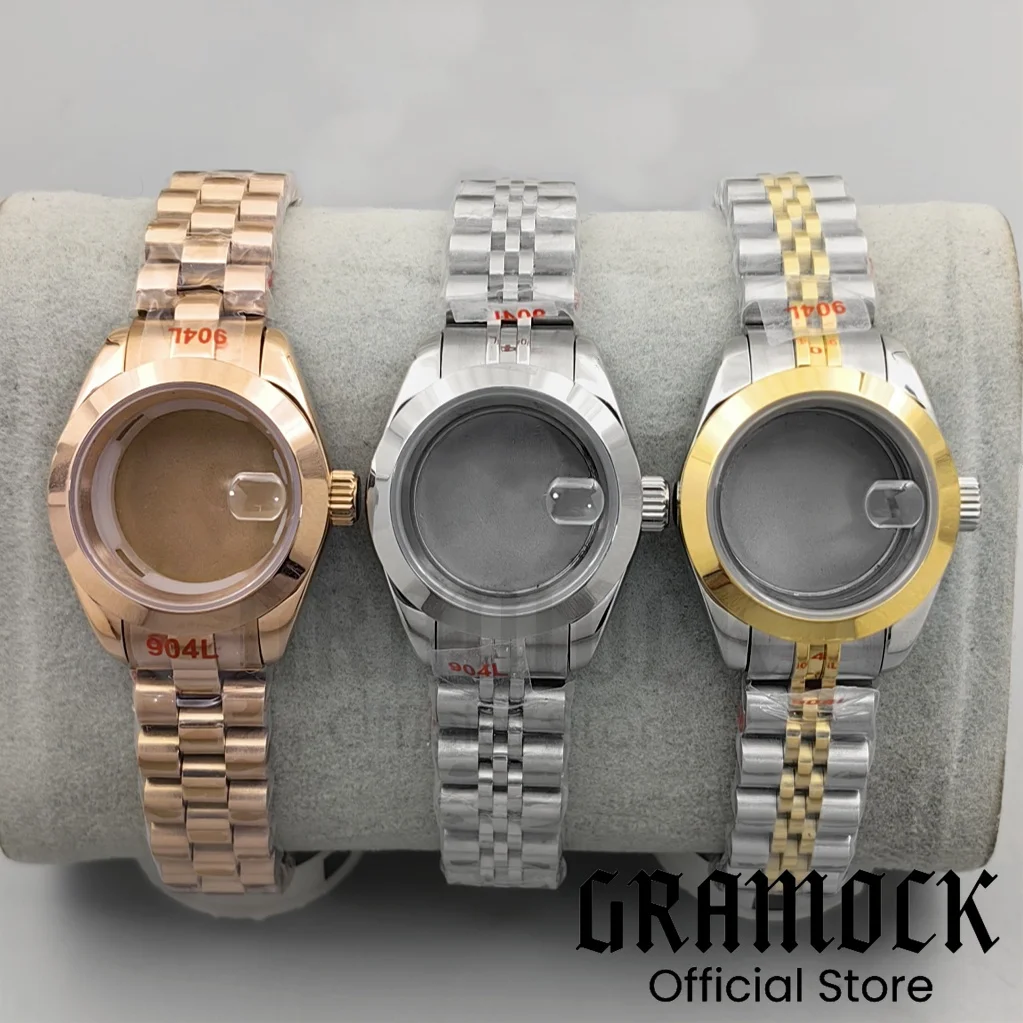 

Gramock NH05 06 Детали для часов 28 мм Водонепроницаемый наклонный безель Корпус для часов Президентский ремешок Лупа Стекло для женского механизма NH05 NH06