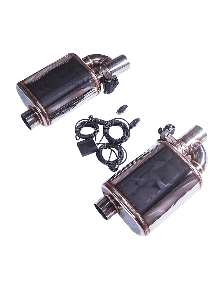 2Pcs 1Left+1Right Universal Double Drums Exhaust System Muffler Tip Exhaust Tip