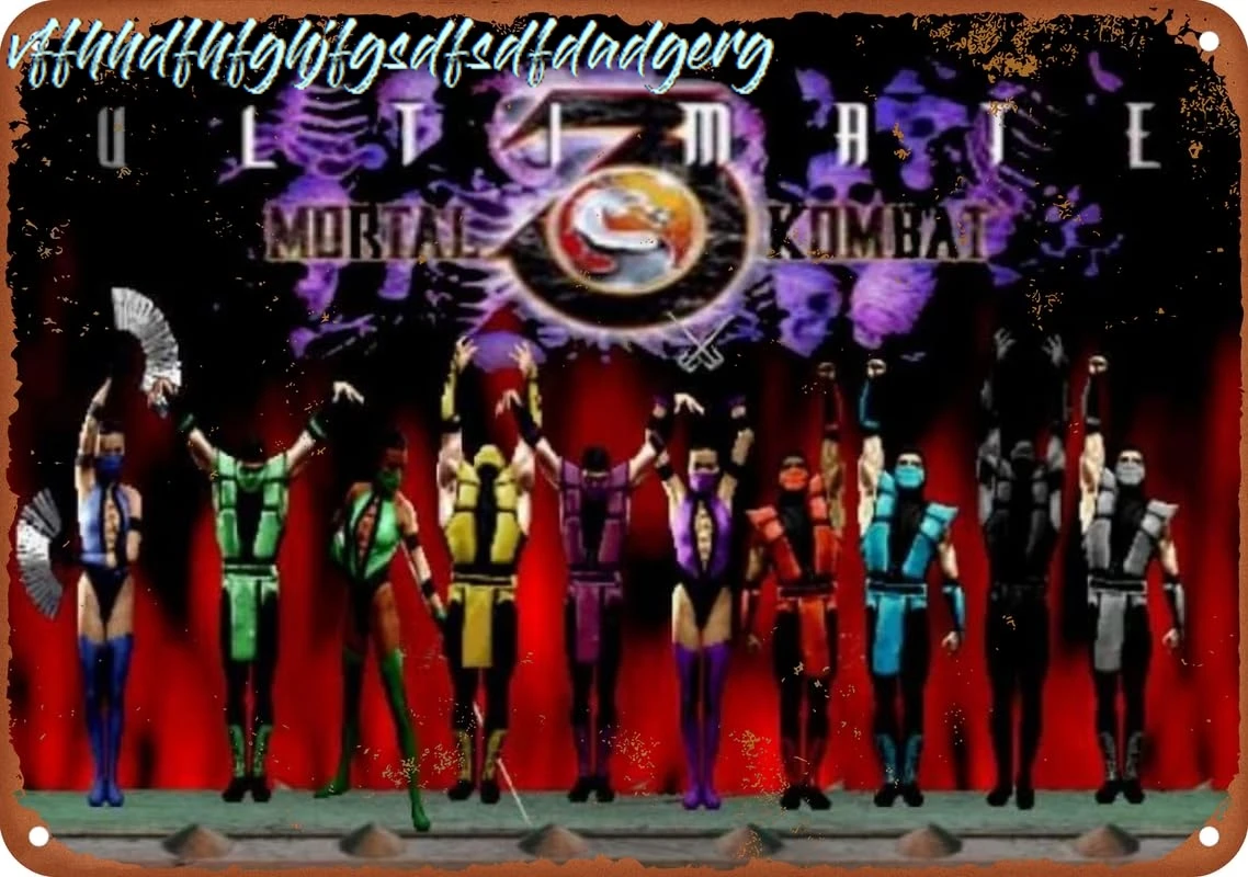 Ultimate Mortal Kombat 3 Video Game Poster Vintage Metal Tin Sign Aluminum Sign Art Wall Decor 12 X 8 Inch Bedroom Kitchen  sign