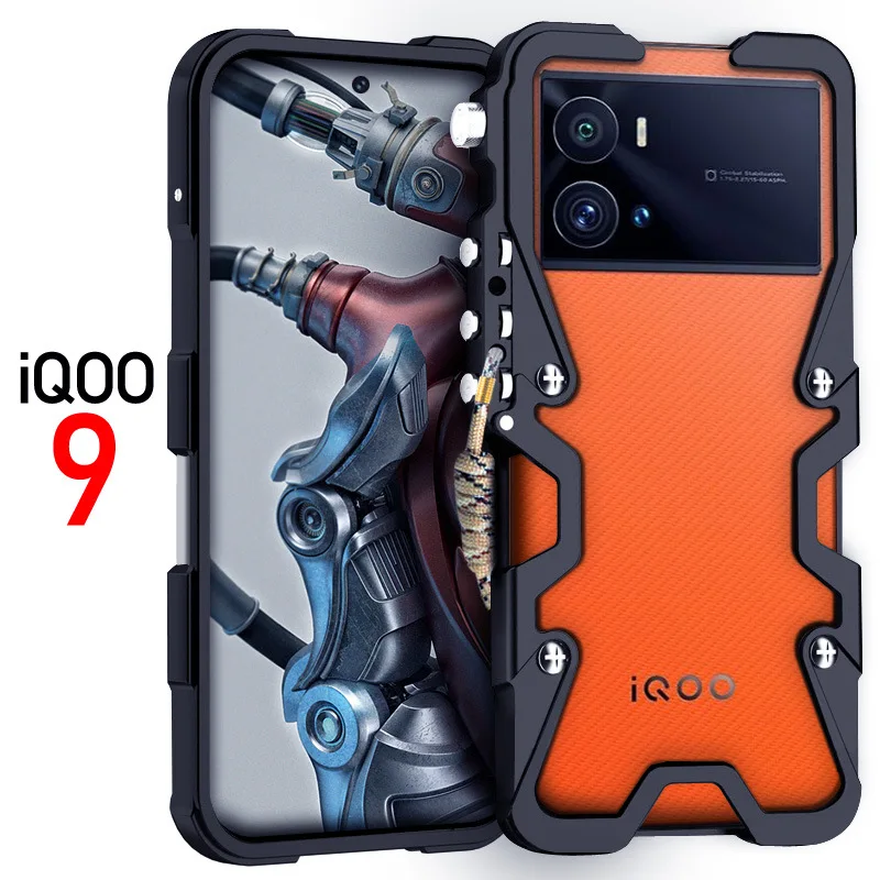 Zimon Luxury Armor Metal Aluminum Phone Cases Bumper For Vivo Iqoo9 Iqoo 9 Pro Cover Mechanical Purely Handmade Skull Case