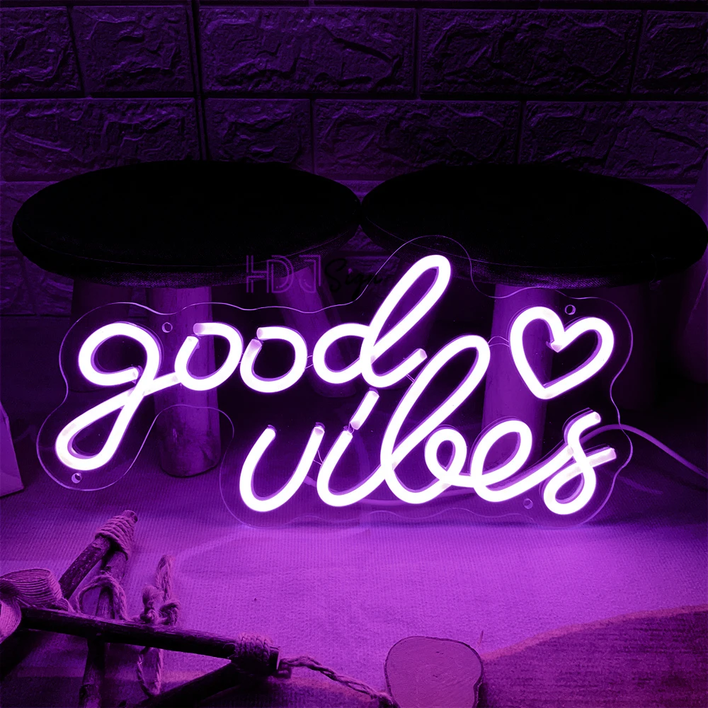 Good Vibes Neon Sign Pink Bedroom Decor Room Wedding Decor Wall Sign Led Neon Light Home Decor Birthday Gifts Neon Night Lights