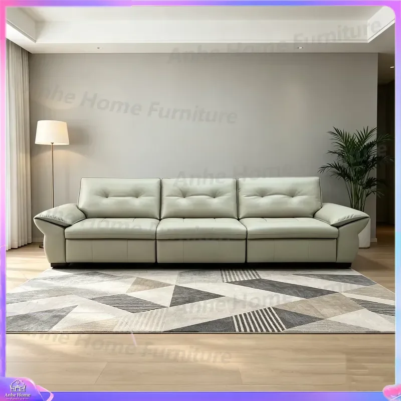 Modern Living Room Sofa Sectional L Shaped Couch Waterproof Leather Villa Furniture Easy Clean Comfortable Family Sofa