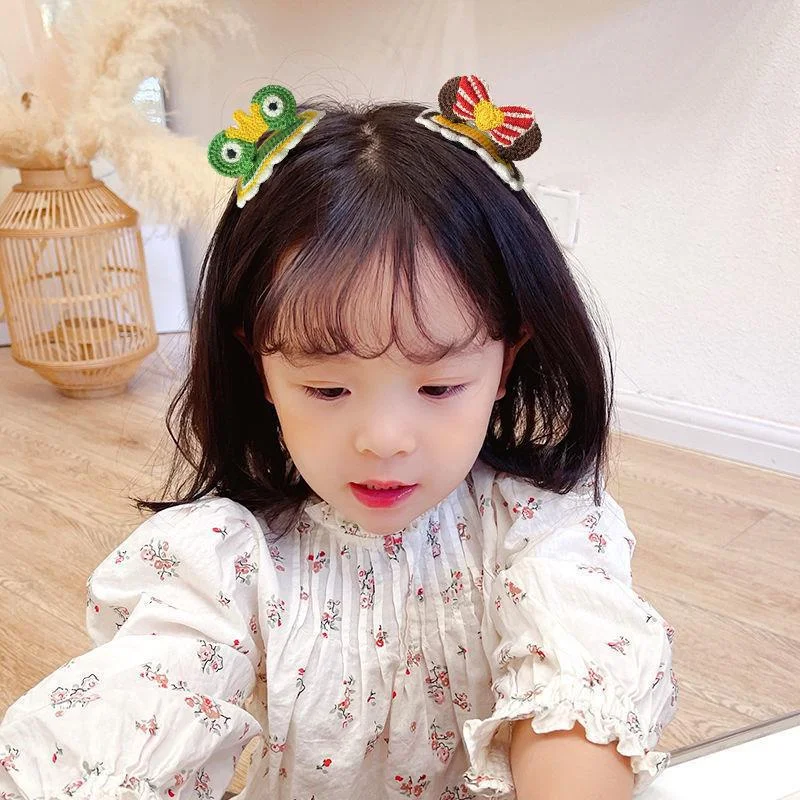 漫画ニットヘアクリップ韓国のかわいいウサギの耳サイドクリップファッションガールヘアピン